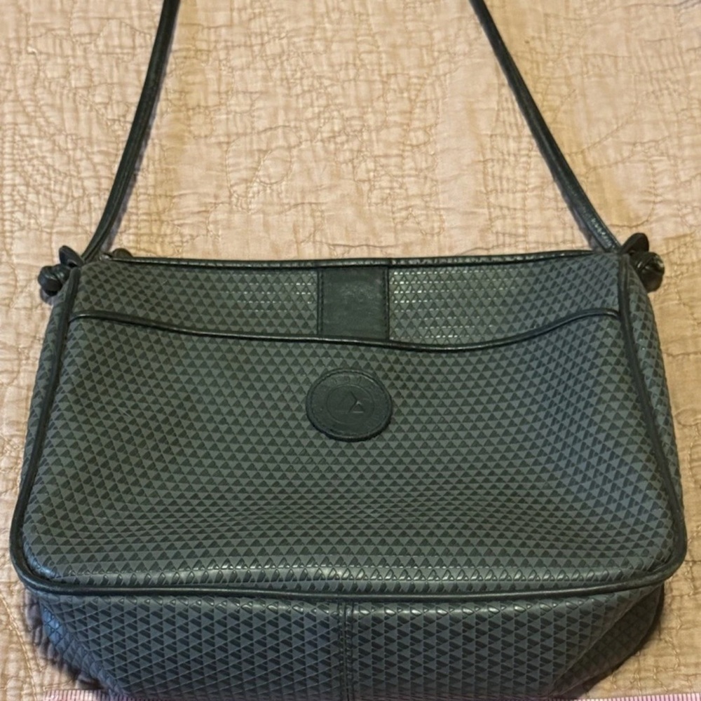 Vintage Liz Claiborne Black & Gray Crossbody Bag 1984 Leather Trim Small Purse - Picture 3 of 8